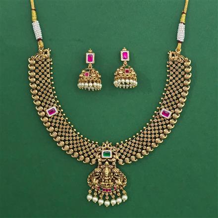 Antique Temple Necklace with Matte Gold Plating