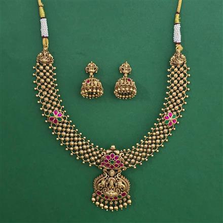 Antique Temple Necklace with Matte Gold Plating