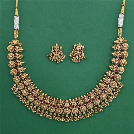 Antique Temple Necklace with Matte Gold Plating