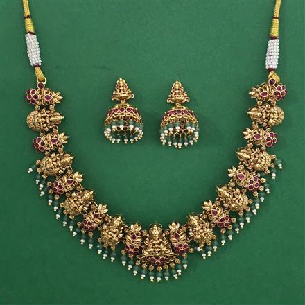 Antique Temple Necklace with Matte Gold Plating