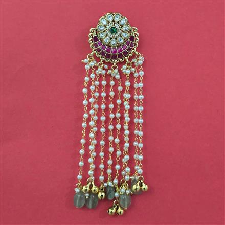 Antique Pearl Hair Brooch with Matte Gold Plating