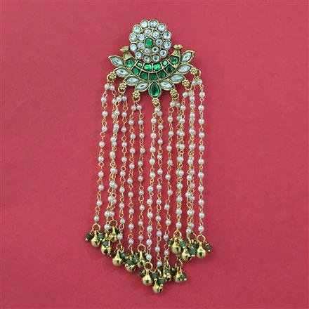 Antique Pearl Hair Brooch with Matte Gold Plating