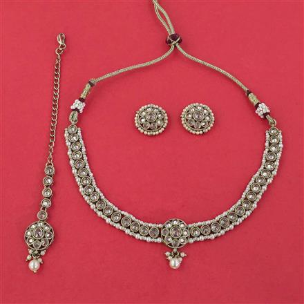 Antique Pearl Necklace with Mehndi Plating