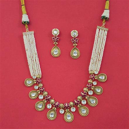 Antique Pearl Necklace with Matte Gold Plating