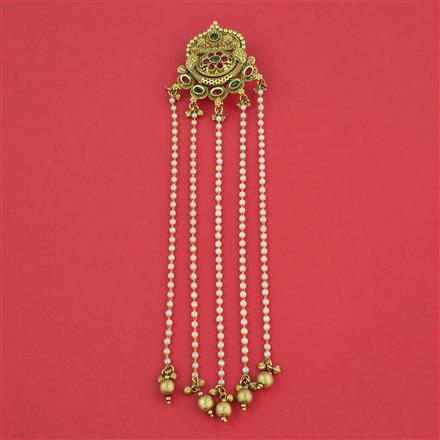 Antique Pearl Hair Brooch with Matte Gold Plating