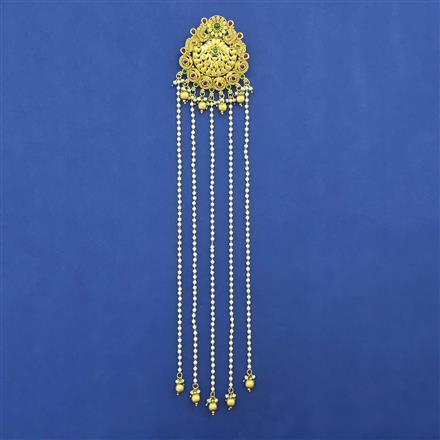 Antique Pearl Hair Brooch with Matte Gold Plating