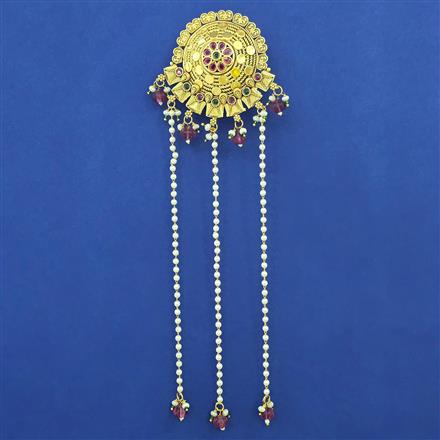 Antique Pearl Hair Brooch with Matte Gold Plating