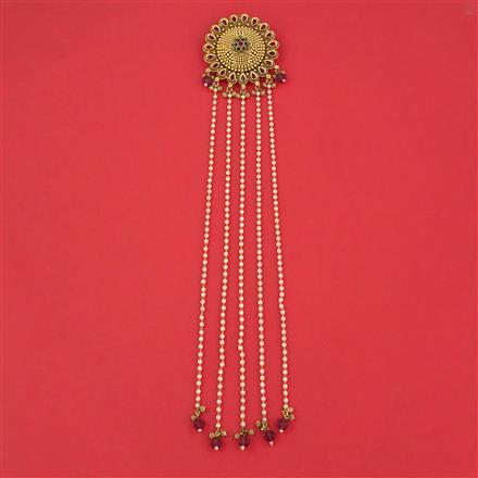 Antique Pearl Hair Brooch with Matte Gold Plating