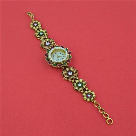 Antique Pearl Watch with Matte Gold Plating