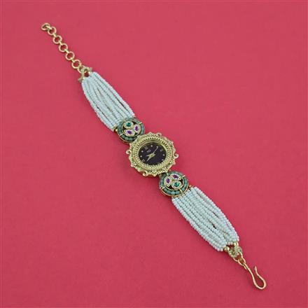 Antique Pearl Watch with Matte Gold Plating