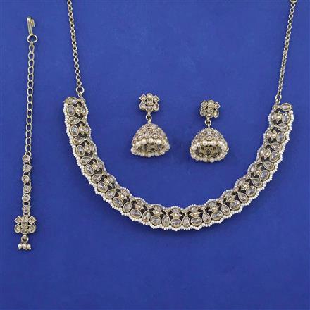 Antique Pearl Necklace with Mehndi Plating