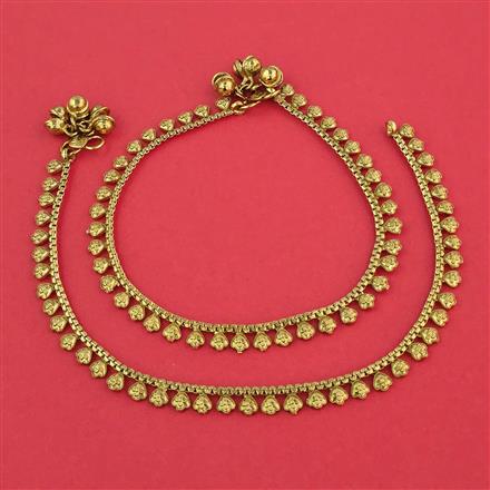 Antique Plain Gold Payal with Gold Plating
