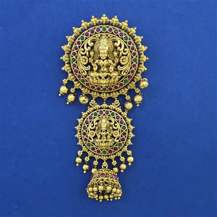 Antique Temple Brooch with Matte Gold Plating