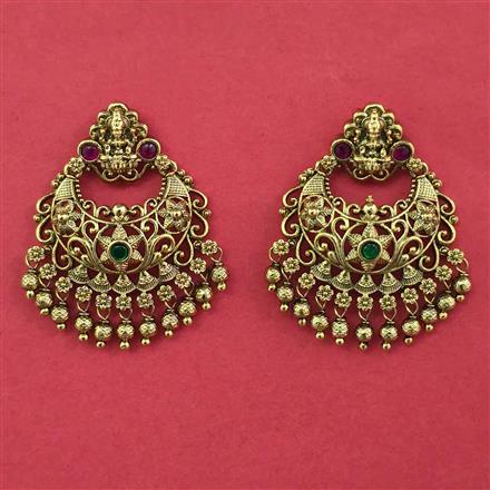 Antique Temple Earring with Matte Gold Plating