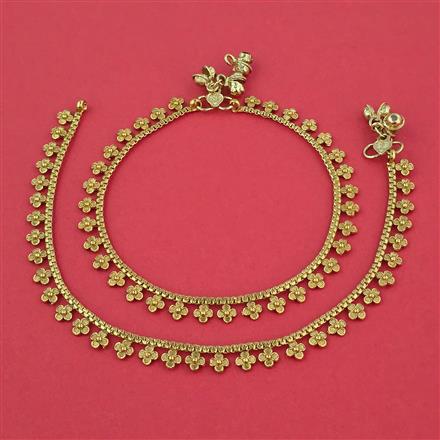 Antique Plain Gold Payal with Gold Plating