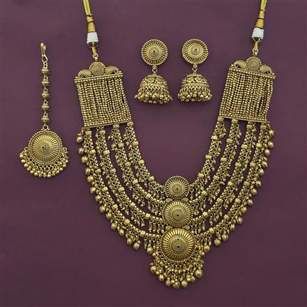 Antique Bridal Necklace with Matte Gold Plating