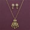Antique Long Pendant Set with Matte Gold Plating