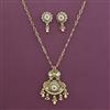 Antique Long Pendant Set with Matte Gold Plating