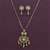 Antique Long Pendant Set with Matte Gold Plating