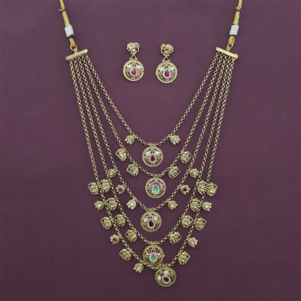 Antique Animal Necklace with Matte Gold Plating