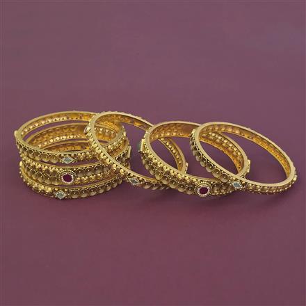 Antique 6 Pc Classic Bangles with Matte Gold Plating