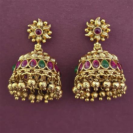 Antique Jhumki with Matte Gold Plating