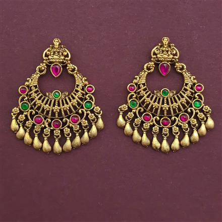 Antique Temple Earring with Matte Gold Plating