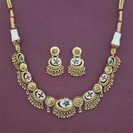 Antique Classic Necklace with Matte Gold Plating