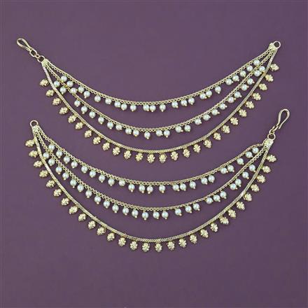 Antique Pearl Ear Chain with Gold Plating
