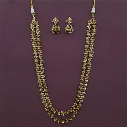 Antique Layered Necklace with Matte Gold Plating