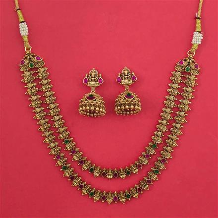 Antique Layered Necklace with Matte Gold Plating