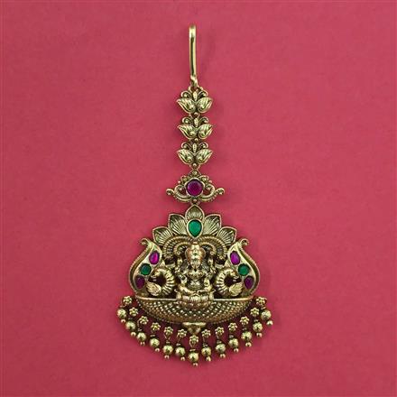 Antique Temple Tikka with Matte Gold Plating