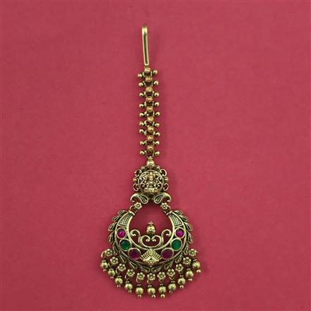 Antique Temple Tikka with Matte Gold Plating