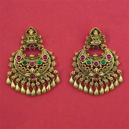 Antique Temple Earring with Matte Gold Plating