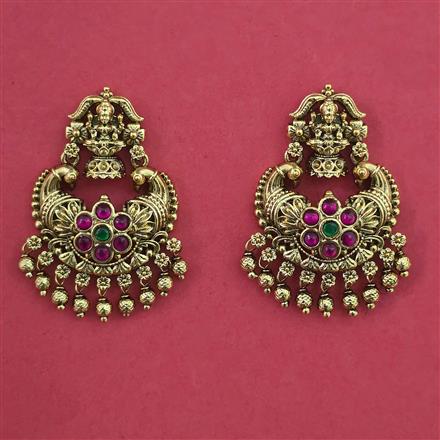 Antique Temple Earring with Matte Gold Plating