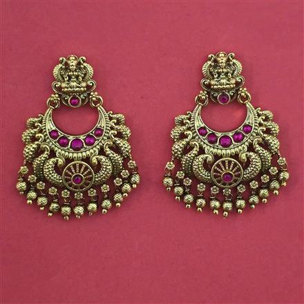 Antique Temple Earring with Matte Gold Plating