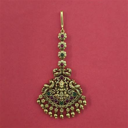 Antique Temple Tikka with Matte Gold Plating