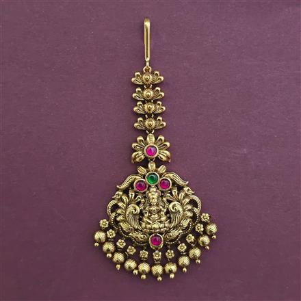 Antique Temple Tikka with Matte Gold Plating