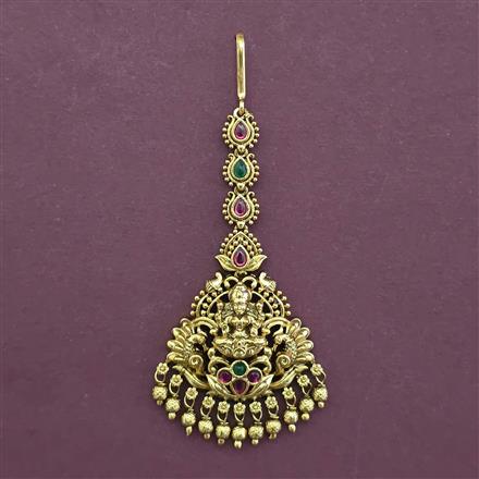 Antique Temple Tikka with Matte Gold Plating