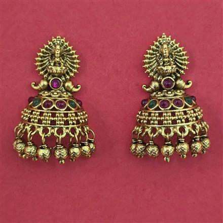 Antique Temple Earring with Matte Gold Plating