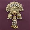 Antique Pearl Hair Brooch with Matte Gold Plating
