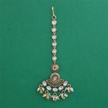 Antique Pearl Hair Brooch with Matte Gold Plating