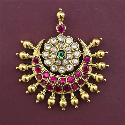 Antique Chand Hair Brooch with Matte Gold Plating