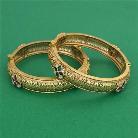 Antique Openable Bangles with Matte Gold Plating