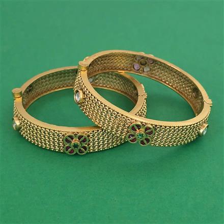 Antique Openable Bangles with Matte Gold Plating