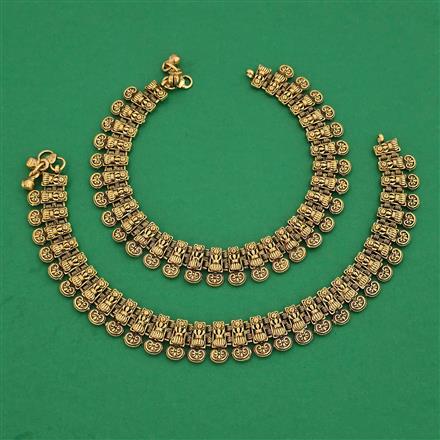 Antique Plain Gold Payal with Gold Plating