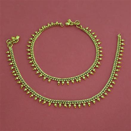Antique Plain Gold Payal with Gold Plating