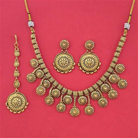 Antique Plain Gold Necklace with Gold Plating