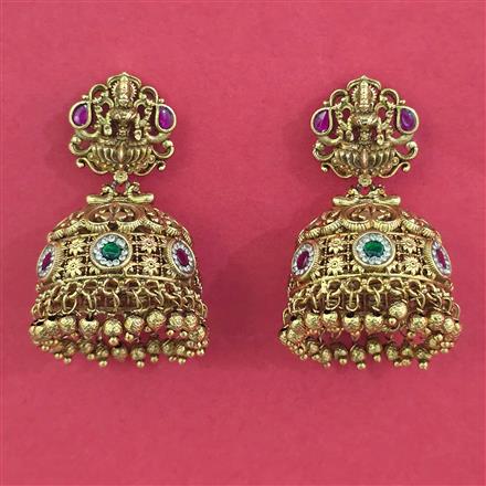 Antique Temple Earring with Matte Gold Plating