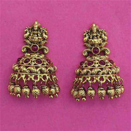 Antique Temple Earring with Matte Gold Plating
